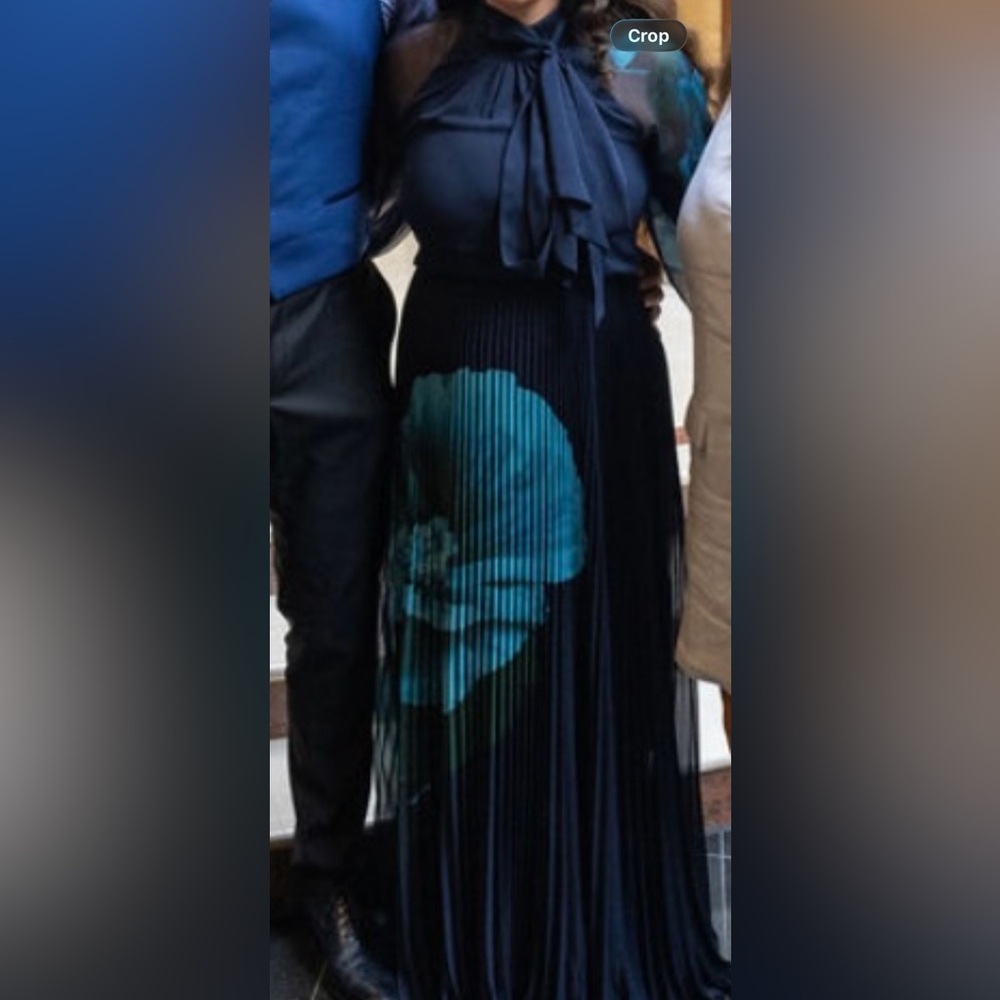 Ted Baker Black Maxi Dress with Teal Floral Accent